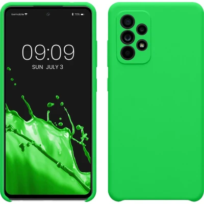 Afbeelding van kwmobile telefoonhoesje geschikt voor Samsung Galaxy A52 / 5G A52s Hoesje met siliconen coating Smartphone case in neon groen