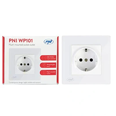 Afbeelding van PNI WP101 eenvoudig inbouwstopcontact met glazen omlijsting, 16A, 4000W, 230V