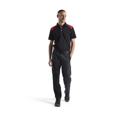 Afbeelding van Blaklader Industrie werkbroek stretch met kniezakken 1448 1832 Zwart/Rood C50
