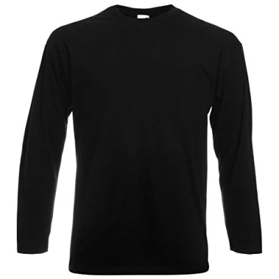 Afbeelding van Fruit Of The Loom Valueweight T shirt met lange mouwen voor heren, Zwart, S