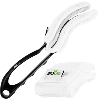 Afbeelding van BIOLAB Lamellen, reinigingstang (incl. 2 pads), Raffstore reinigingsborstel buiten, voor het reinigen van jaloezieën &amp; Raffstore, Jaloezie reiniger, lamellenreiniger, Cleaner