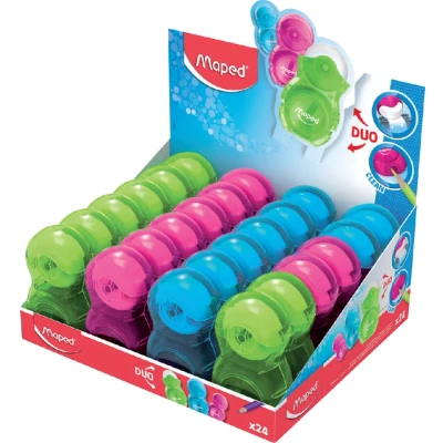 Afbeelding van Puntenslijper Maped Loopy 1gaats met gum display á 24 stuks assorti