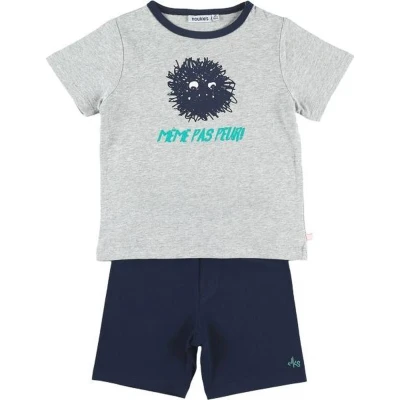 Afbeelding van Noukie&#039;s Zomer pyjama voor jongens Grijst met marine Meme pas peur! 3 jaar 98