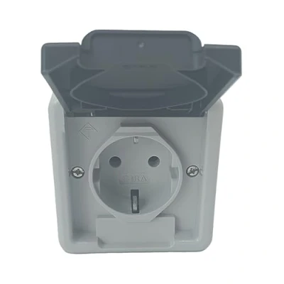 Afbeelding van Gira stopcontact opbouw spatwaterdicht IP44 horizontaal compleet met onderbak