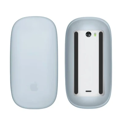 Afbeelding van kwmobile Siliconen beschermhoes compatibel met Apple Magic Mouse 1/2 Zachte muis hoes Meer grip Deels doorschijnend lichtblauw