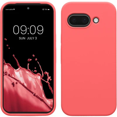 Afbeelding van kwmobile telefoonhoesje geschikt voor Google Pixel 9a Hoesje met siliconen coating Smartphone case in neon koraal