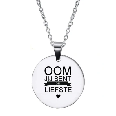 Afbeelding van Ketting RVS Rond Zilver Oom Jij Bent De Liefste