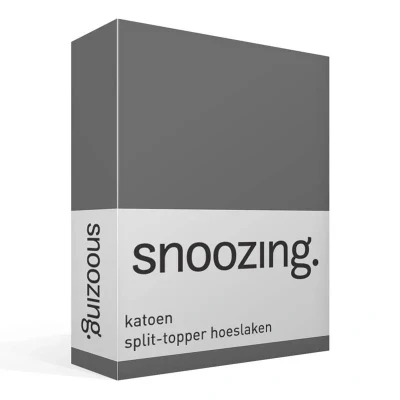 Afbeelding van Snoozing Katoen Split topper Hoeslaken Tweepersoons 140x200 cm Antraciet