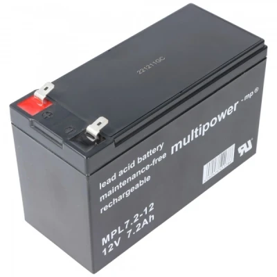 Afbeelding van Multipower MPL7.2 12 12V 7.2Ah Long Life loodaccu AGM loodgelaccu