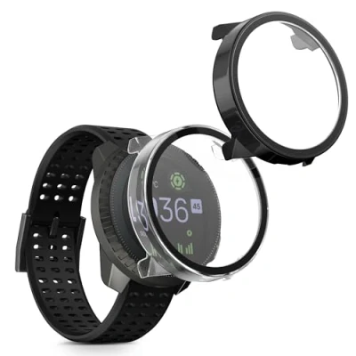 Afbeelding van kwmobile 2x cover geschikt voor Suunto Vertical Fitnesstracker van gehard glas en kunststof frame set transparant / zwart