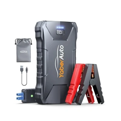 Afbeelding van YaberAuto Power Bank Jump Starter, 2000A Piekstroom Voor 7.0L Benzine of 5.5L Diesel, Met LED Zaklamp, 12V Auto YA80