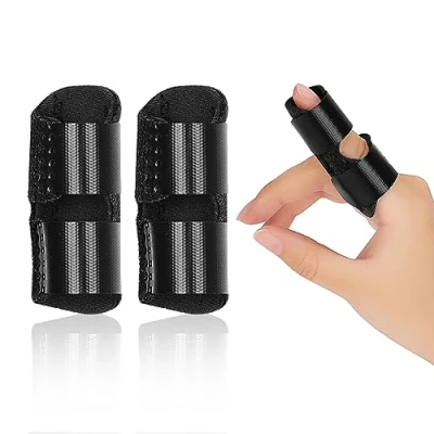 Afbeelding van supregear Kinder Vinger Spalk Ondersteuning, 2 Stuks Verstelbare Rechttrekken Brace Ondersteuning Roze Pinky voor Volwassenen Kleine Vingers Splints, Zwart