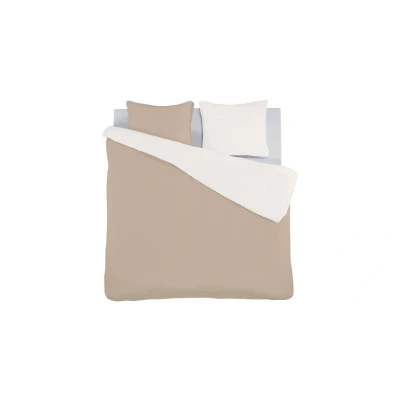 Afbeelding van Dekbedovertrek iSeng Uni Double Taupe/Offwhite Percal 240 x 200 / 220 cm Lits Jumeaux