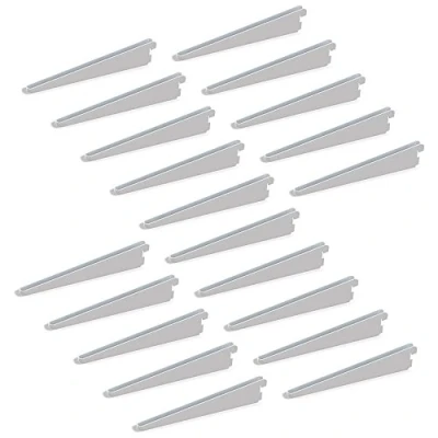 Afbeelding van Emuca Plankhoek voor lijstprofiel, dubbele boring, doorgang 32 mm 370 mm, set van 20 stuks, wit, 170