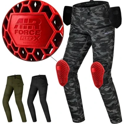 Afbeelding van SHIMA Giro 3.0 Motorbroek voor dames met beschermers, airforce, kniebeschermers, motorbroek, korte maten, broek heren, textielbroek, urban stretch, cargobroek, lang (vrouwen, camo, 28/32)