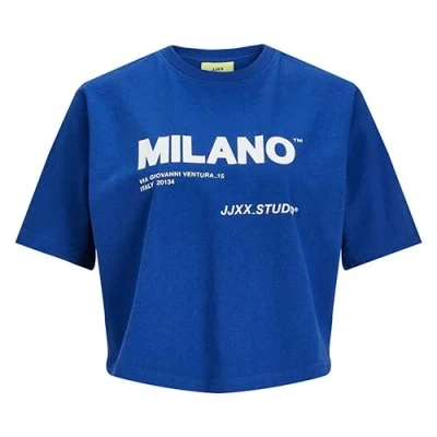 Afbeelding van JACK &amp; JONES Dames Jjxx Jxbrook Ss Relaxed Vint Tee Sn T shirt, Sodalite Blue/Print: helder wit Milano Print, S