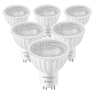 Afbeelding van SINCELIGHT GU10 LED lichtreflector 38 stralingshoek, 6W, RA≈92, Koel wit 6000K, niet dimbaar, 550 lumen equivalent aan 50W halogeen, verpakking van 6