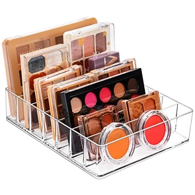 Afbeelding van JessLab Palet Organizer, 7 Sectie Verdeeld Plastic Makeup Organizer Oogschaduw Contour Blush Houder Cosmetica Opslag voor Badkamer Vanity Countertop (Transparent, XL)