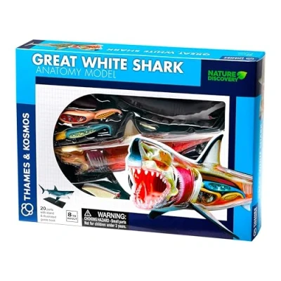 Afbeelding van Thames &amp; Kosmos , 261110 Great White Shark Anatomy Model 20 Parts with Stand and Illustrated Guide Book Nature Discovery Range Detachable 3D Models Ages 8+