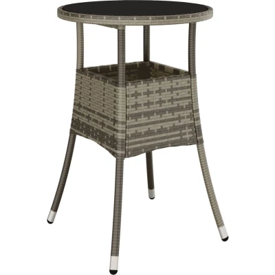 Afbeelding van vidaXL Tuintafel Ã ̃60x75 cm gehard glas en poly rattan grijs
