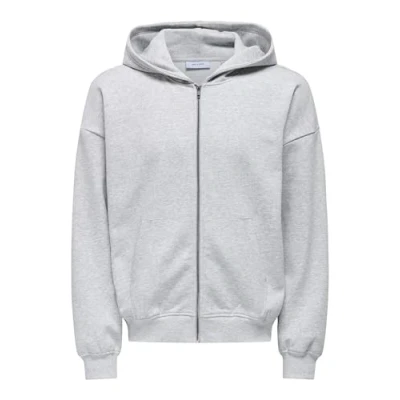 Afbeelding van ONLY &amp; SONS Onsturner VTG Zip Hoodie Sweat Cbo Noos, lichtgrijs gem., XS