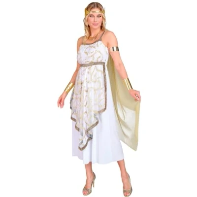 Afbeelding van Widmann Griekse &amp; Romeinse Oudheid Kostuum Godin Athena Vrouw Wit / Beige, Goud Medium Carnavalskleding Verkleedkleding