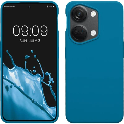 Afbeelding van kwmobile telefoonhoesje geschikt voor OnePlus Nord 3 5G Hoesje met siliconen coating Smartphone case in Caribisch blauw