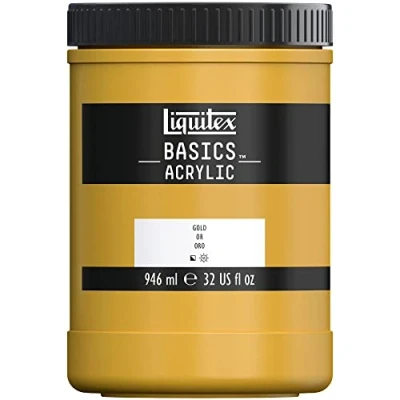 Afbeelding van Liquitex Basics 8870372 Monopigmenteerde acrylverf, kunstenaarspigmenten, lichtecht, gemiddelde viscositeit, achivkwaliteit, zijdeglanzende afwerking, 946ml Gold