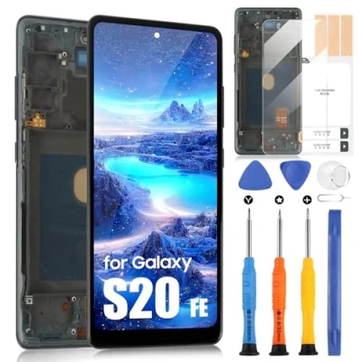 Afbeelding van LCD scherm voor Samsung Galaxy S20 FE display Fe/Galaxy 5G touchscreen, digitizer, volledige montage met reparatieset (zwart frame, zonder vingerafdruk ontgrendeling)