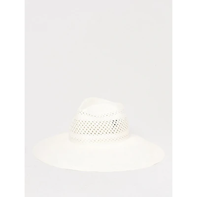 Afbeelding van Perforated Wide Brim Straw Hat Wo Natural
