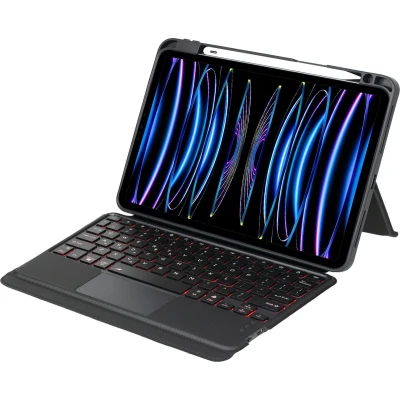 Afbeelding van Case2go Bluetooth Toetsenbord hoes geschikt voor Apple iPad Air 4 Toetsenbordverlichting Touchpad QWERTY Zwart