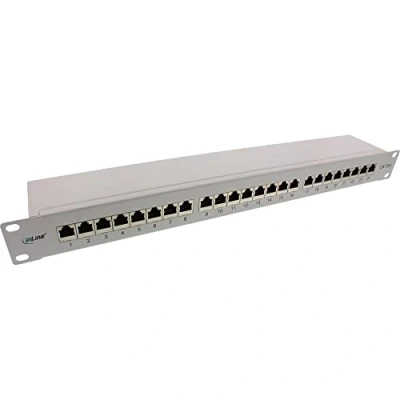 Afbeelding van 24 poorts Cat6a Patchpaneel STP Afgeschermd 1U Lichtgrijs