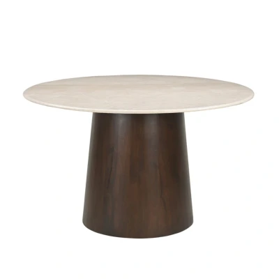 Afbeelding van Livingfurn Eettafel Bottecino Rond 130 cm Beige