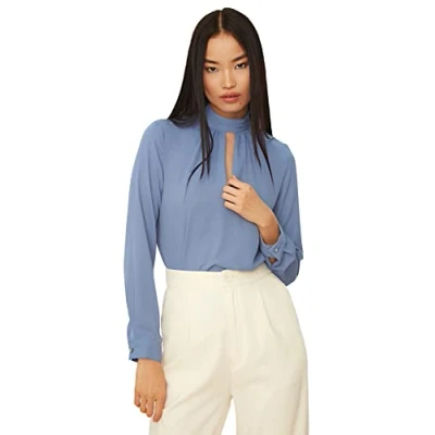 Afbeelding van Trendyol Ecru Geweven Blouse Met Hoge Kraag Twoaw20Bz0462