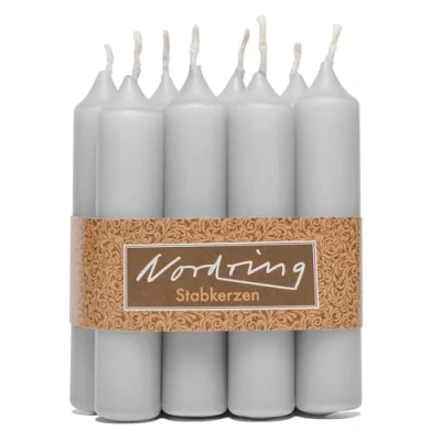 Afbeelding van Nordring 8 stuks staafkaarsen lichtgrijs 2,2 x 11 cm hoog