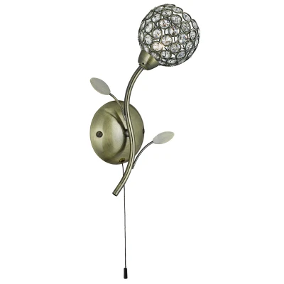 Afbeelding van Searchlight Bellis II Wandverlichting Met Trekschakelaar 17 X 33 Cm Antiek Messing