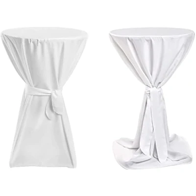 Afbeelding van TexDeko Set van 2 statafelhoezen Premium (wit, statafel tot 100 cm Ø)