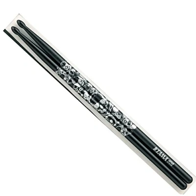 Afbeelding van Tama 7A Sticks O7A S BS &quot;Skull&quot;, zwart, zilverenr Druck Drumsticks