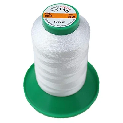 Afbeelding van Tukan tex naaigaren Tytan 60 E 100% polyester ledergaren (1000 meter) leer set wit 2500