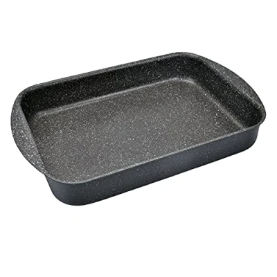 Afbeelding van Alluflon Etnea lasagnevorm van aluminium met anti aanbaklaag in steen look, zwart, 31 cm