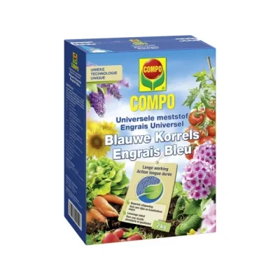 Afbeelding van COMPO Blauwe Korrels universele meststof voor de moestuin en siertuin beperkte uitspoeling doos 2 kg