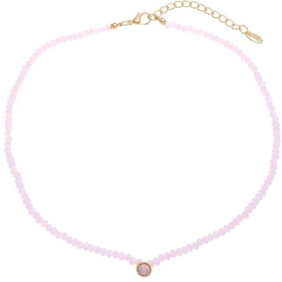 Afbeelding van Behave Korte roze ketting met facet geslepen glaskralen