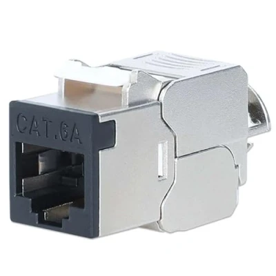 Afbeelding van Intellinet Cat6a 10G Slimline Keystone module, afgeschermd en zonder gereedschap, zwart (Keystone module), Netwerk accessoires