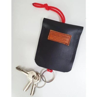 Afbeelding van Toetie &amp; Zo Handgemaakte Leren Sleutelmapje Zwart, sleuteletui, sleuteltasje, sleutelhouder, leder, handgemaakt