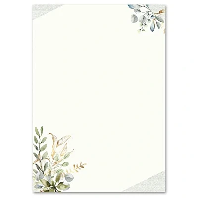 Afbeelding van Motif Letter Papier! Bloemen &amp; Bloemblaadjes Groene Takken 100 Vellen DIN A6 Paper Media