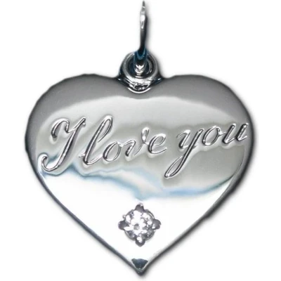 Afbeelding van TRESOR hart &quot; I love you&quot; hanger met Swarovski zirkonia steen Zilver