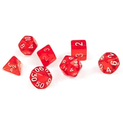 Afbeelding van shibby 7 polyvalente kubussen voor rol en tafelspellen in transparant/Rood met zakje