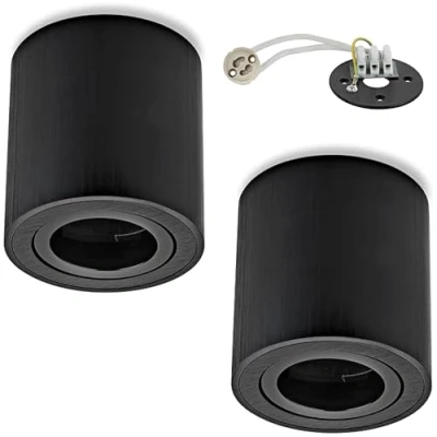 Afbeelding van Sweet Led 2 delige opbouwframe GU10 rond hoekig, opbouwspot, aluminium geborsteld, onderbouwlamp van (rond zwart)