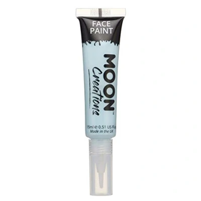 Afbeelding van Moon Creations Gezichts en lichaamsverftubes met kwastapplicator, gebruiksklaar, dierproefvrij, gezichtsverf, kostuums, feesten, Halloween, voor kinderen, volwassenen (lichtblauw, 15 ml)