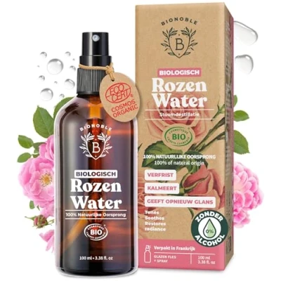 Afbeelding van BIOLOGISCH ROZENWATER 100% Puur &amp; Natuurlijk Geen Alcohol Toegevoegd, Zonder Conserveermiddelen Gezicht, Oogcontour, Lichaam, Haar Rose Water Glazen Fles + Verstuiver (100ml)